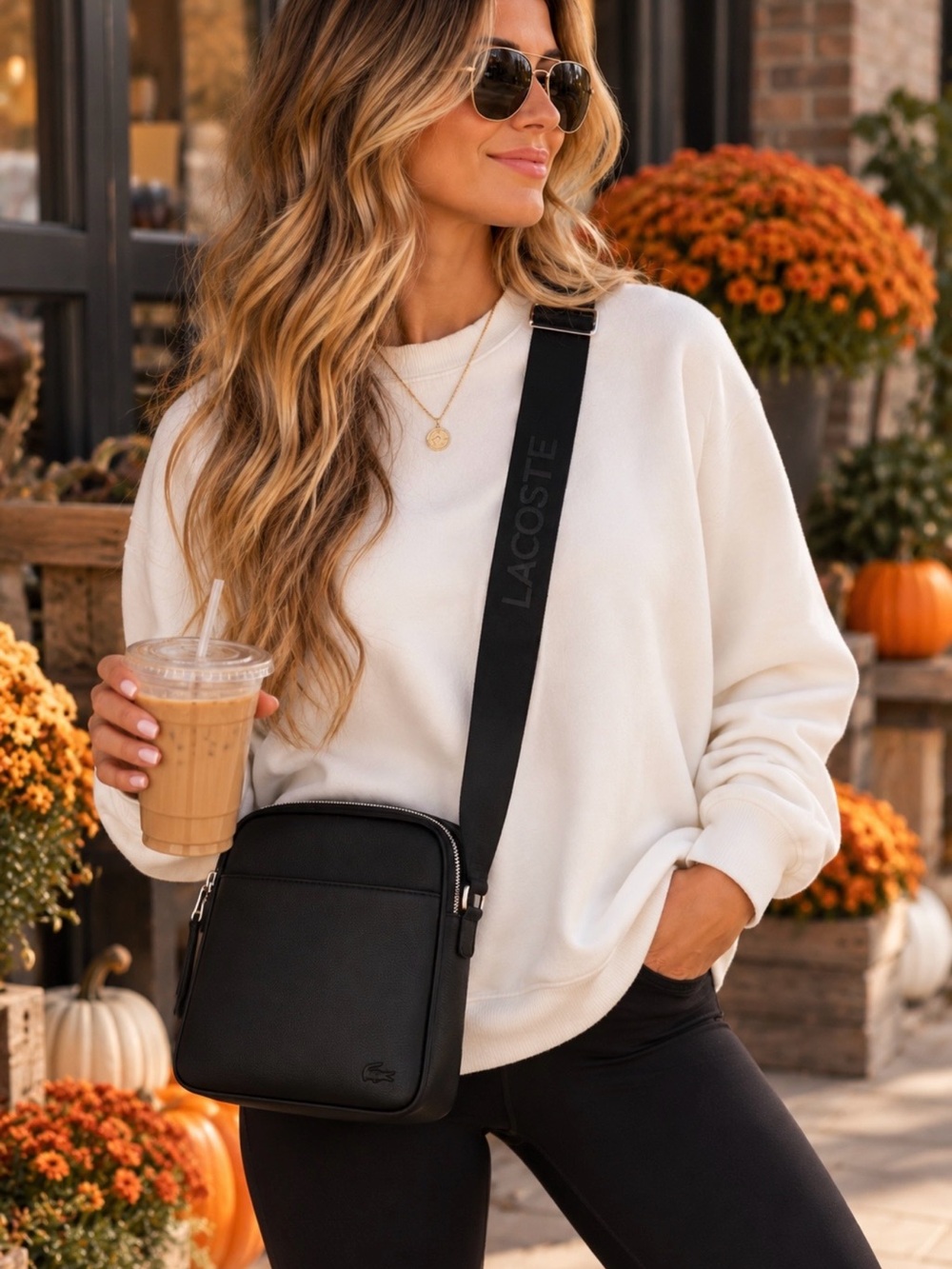 Lacoste Black Crossbody with Branded Strap